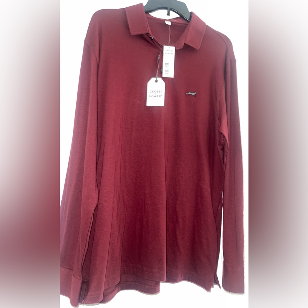 CROSBY & HOWARD Men’s Burgundy Long Sleeve Large Polo Shirt